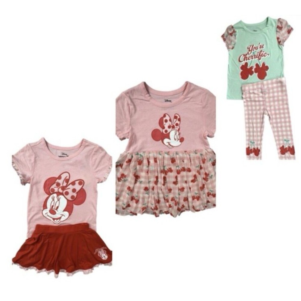 Disney Minnie Mouse Size 4T 5-Piece Mix Match Set Skirt Shirt Pink Red Mint New